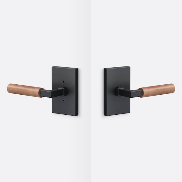 Sure-Loc Hardware Sure-Loc Hardware Levanto Passage Rosette, Flat Black, Walnut Grip LV101 FBL GRIP-WN - main